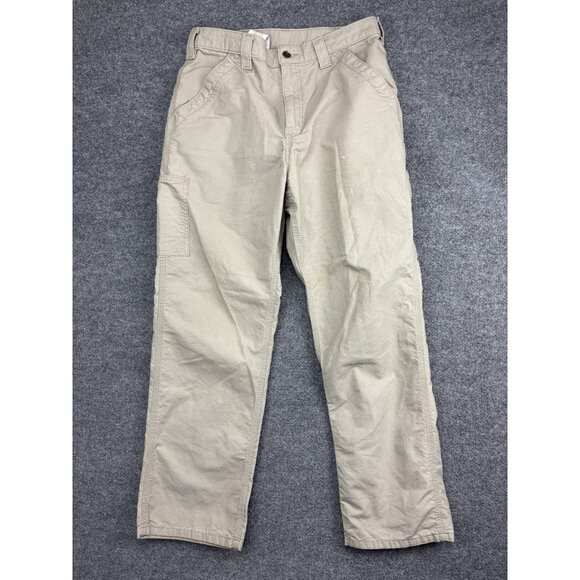 Carhartt Pants Mens 33x32 Tan Original Dungaree Fit Work Utility Canvas B151 - Picture 1 of 9
